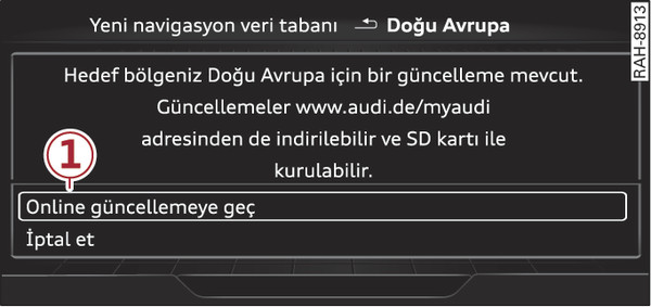 Şek. 237Örnek: Yeni bir online harita güncellemenin gösterilmesi