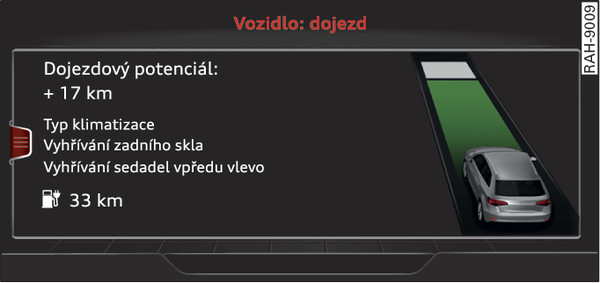 Obr. 118 Infotainment: monitor dojezdu e-tron