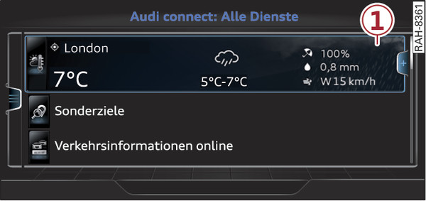 Abb. 220 Audi connect (Infotainment) Startseite