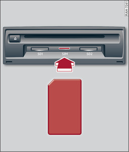 Fig. 209 Glove box: SIM card reader with mini SIM card (actual size)