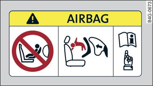 Fig. 284Versione 2, aletta parasole sul lato del passeggero anteriore: etichetta adesiva sull airbag