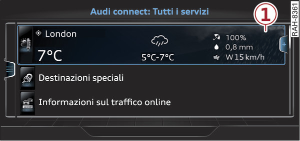 Fig. 220Pagina iniziale di Audi connect (infotainment)