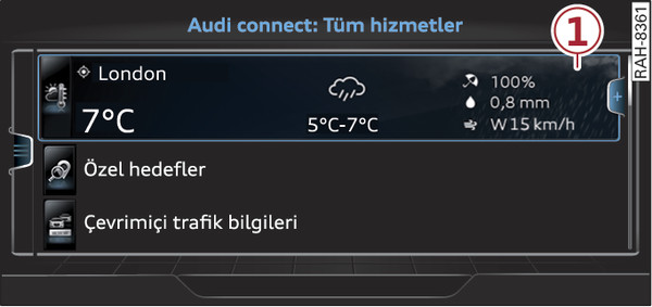 Şek. 220Audi connect (Infotainment) başlangıç sayfası