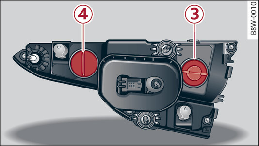 Fig. 341 Gælder for: Limousine Baglygte: pærernes placeringer