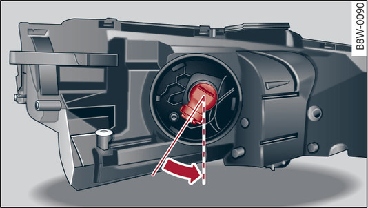 Fig. 333 Forlygte: afmontering af vejrafhængigt lys