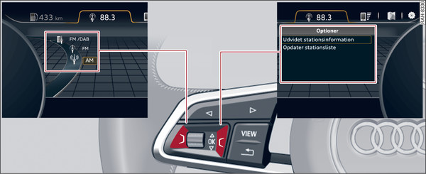 Fig. 8 Visning af valgmenu og optionsmenu