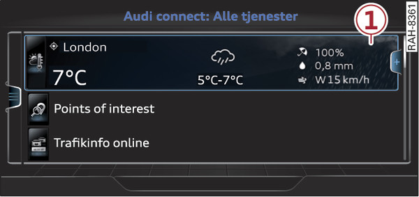 Fig. 213 Audi connect (infotainment)-startside