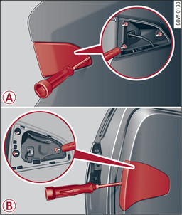 Abb. 340 Gepäckraumklappe: -A- Limousine, -B- Avant/allroad: Heckleuchte ausbauen