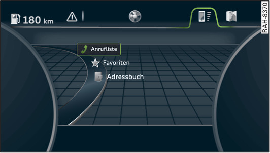 Abb. 194 Beispiel: Telefonfunktionen im Fahrerinformationssystem