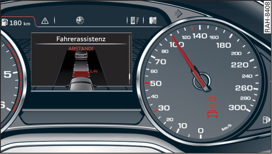 Abb. 135 Kombiinstrument: Abstandsanzeige/-warnung