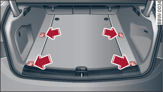 Fig. 83 Luggage compartment: Fixed fastening rings