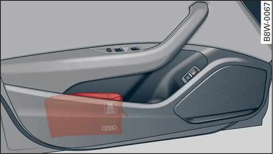 Fig. 304 Storage compartment in door: High-visibility vest