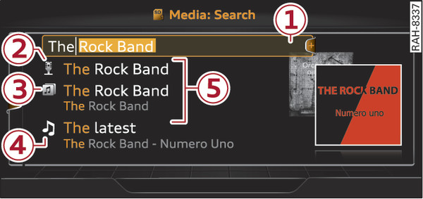 Fig. 247 Entry field and results list for the search function