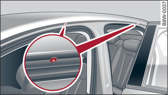 Fig. 93Válido para: berlina Techo: Puntos de fijación para el portaequipajes del techo