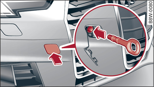 Fig. 321Parachoques delantero: Enroscar la argolla de remolque