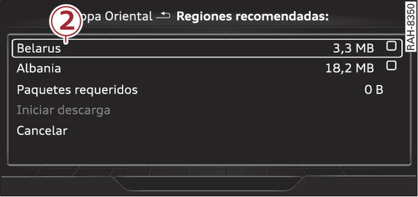 Fig. 228Ejemplo: Selección de un paquete de países