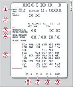 Fig. 343 Autocollant d identification du véhicule