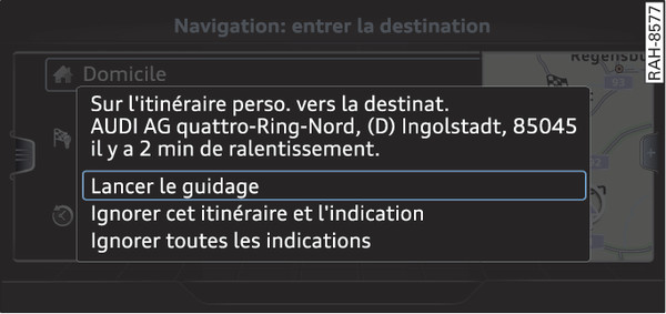 Fig. 221 Indication concernant l itinéraire personnalisé