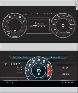 Fig. 9 Valable pour les véhicules avec Audi virtual cockpit Vue standard : classique/sportive*