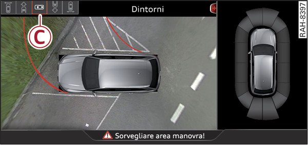 Fig. 164Sistema di infotainment: modalità "dintorni"