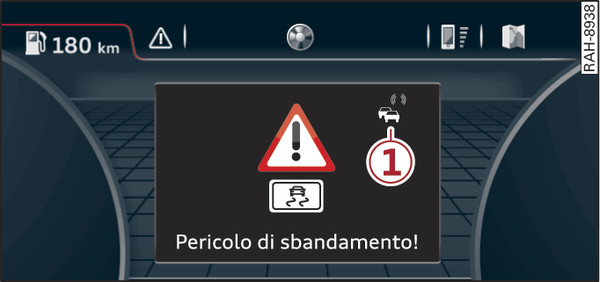 Fig. 230Esempio: visualizzazione delle informazioni sui pericoli locali nel sistema d informazione per il conducente