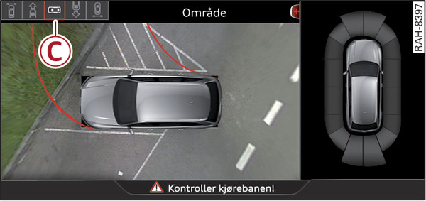 Bilde 164Infotainment: Modus for å se området rundt bilen