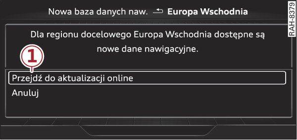 Rys. 227Przykład: wskazanie nowej aktualizacji mapy Online