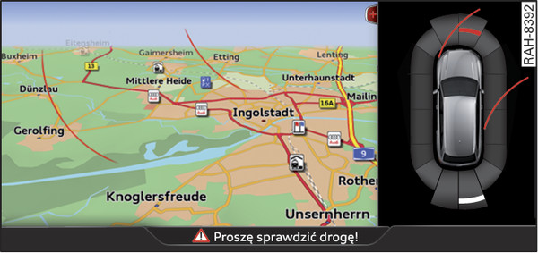 Rys. 152System Infotainment: optyczne wskazanie odstępu