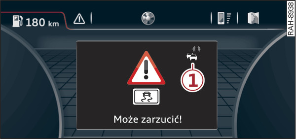 Rys. 230Przykład: wskazanie lokalnej informacji o zagrożeniach w systemie informowania kierowcy