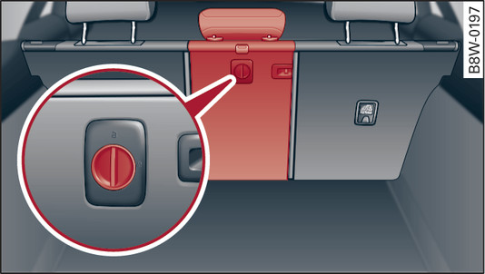 Fig. 87Encosto traseiro: destrancamento do sistema de passagem de objetos longos