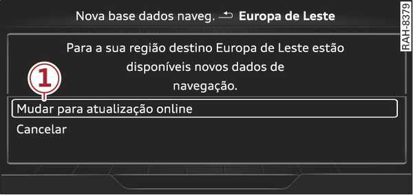 Fig. 227Exemplo: Indicação de uma nova atualização online do mapa