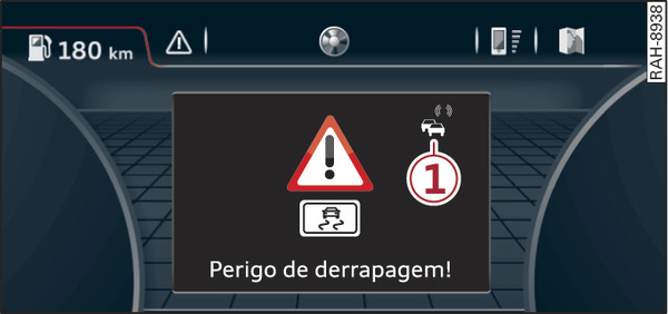 Fig. 230Exemplo: Indicação de uma informação sobre um perigo local no sistema de informação para o condutor