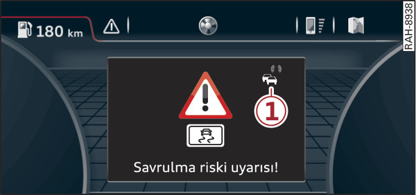 Şek. 230Örnek: Bir yerel tehlike bilgisinin sürücü bilgilendirme sisteminde gösterilmesi