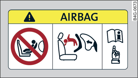 Obr. 311 Verze 2, sluneční clona na straně spolujezdce: nálepka Airbag