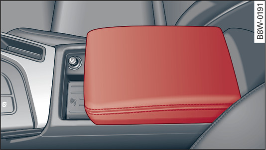 Obr. 75 Komfortní loketní opěrka mezi sedadlem řidiče a spolujezdce