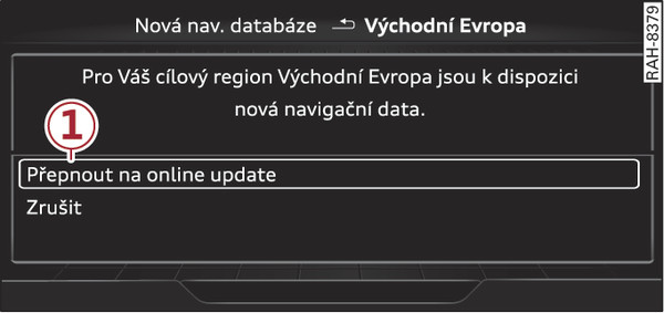 Obr. 237 Příklad: ukazatel nové aktualizace map online