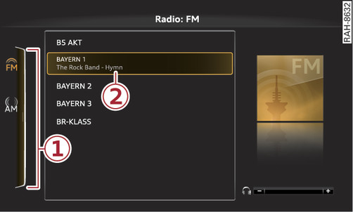 Abb. 278 Audi tablet: Radio aufrufen