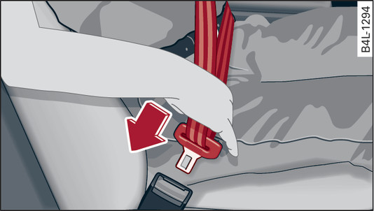 Fig. 305 Driver s seat: Belt buckle and latch plate