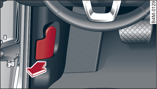 Fig. 329 Footwell on driver s side: Release lever