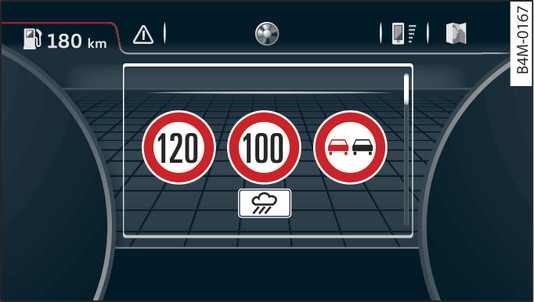 Fig. 128 Instrument cluster: Traffic sign recognition