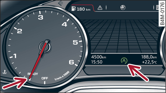 Fig. 111 Instrument cluster: Engine switched off (stop phase)