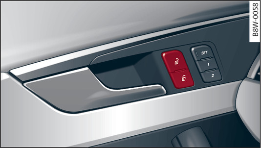 Fig. 28 Driver s door: Central locking switch