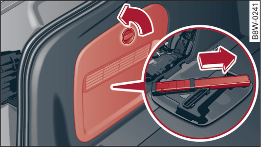 Fig. 341 Applies to: Sportback Luggage compartment side trim: Warning triangle