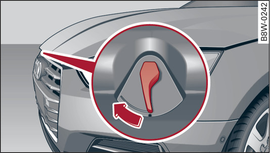 Fig. 330 Unlocked bonnet: Lever