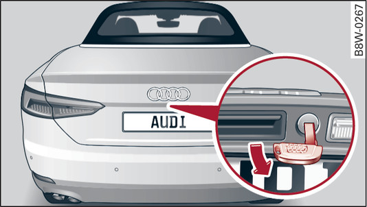 Fig. 38 Boot lid: Lock for manual release