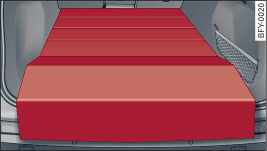 Fig. 99 Luggage compartment: Reversible floor covering folded out lengthwise