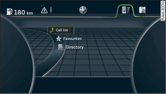 Fig. 16 Example: Telephone functions on the driver information system