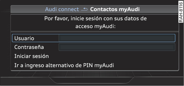Fig. 220Iniciar sesión en myAudi