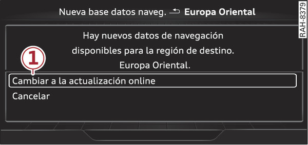 Fig. 237Ejemplo: Indicación de una nueva actualización de mapas online