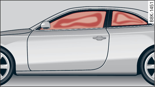 Fig. 320 Airbags rideaux déployés (exemple)